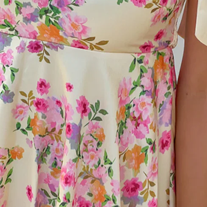 Vestido Mini Halter Personalizado de Verano para Mujer con Estampado Floral, de Satén y Encaje, Sin Mangas, Casual, para Playa, Estilo Bodycon, Ropa de Sororidad - Product Image 3