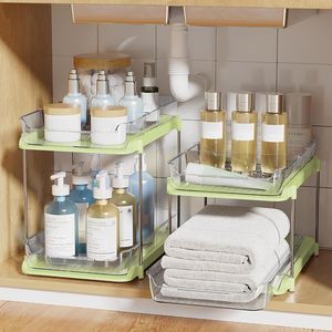 Organizzatore a 2 Livelli Multiuso per Bagno e Cucina, Armadietto Estraibile per Medicinali, Organizzatori Impilabili per Dispensa per un'Organizzazione Ottimale - Product Image 5