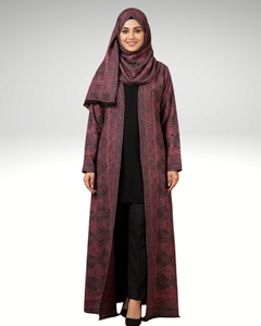 Conjunto de Abaya de Viscosa con Tejido de Lujo Safaa – Abaya de 2 Piezas con Diseño Tejido y Frente Abierto con Hiyab a Juego – Directo de Fábrica - Product Image 2