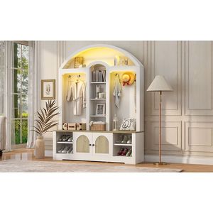 Armadio Multifunzionale per Ingresso con Portascarpe, Appendiabiti e Ganci a Muro in Materiale Resistente - Product Image 4