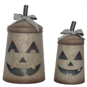 Galvanized Jack O <b>Lantern</b> <b>Set</b> Of 3 Pieces Hexagon Metal Halloween <b>Lantern</b> With Jack O' <b>Lantern</b> - Product Image 4