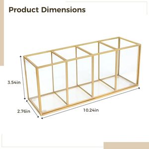 Expositor Rectangular de Metal Dorado de Lujo con 4 Compartimentos, Organizador Decorativo de Mesa, Centro de Mesa Geométrico Moderno para el Hogar - Product Image 3