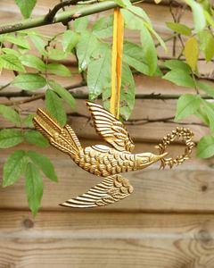 Resin <b>Gold</b> Bird Ornament <b>Wall</b> Hanging Traditional Flying Design for Wedding Christmas Indoor Living Room Home Decor 100% - Product Image 6