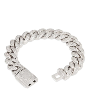 Pulsera de Lujo de Plata 925 con Moissanita y Eslabones Cubanos, Acabado en Oro Blanco, Cadena Iced, Joyería de Moda Hip Hop para Boda, Compromiso y Fiesta - Product Image 1