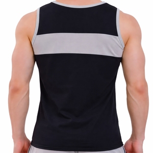 Débardeur de sport sans manches pour homme avec panneau contrastant sur la poitrine, 100 % coton, respirant, séchage rapide, col carré, service OEM personnalisé - Product Image 2