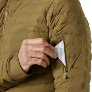 Chaqueta Acolchada Verde Oliva para Hombre, Cuello Alto, Cierre de Cremallera, Cortavientos, Ropa Exterior Informal para Otoño - Product Image 4