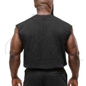 Camiseta sin mangas personalizada con cuello redondo y hombros anchos, corte holgado, tela de algodón ligera, con logo impreso, para hombre - Product Image 4