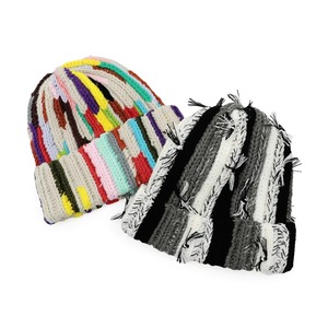 Gorro de Punto Hecho a Mano con Diseño Desgastado y Bordado, Gorro de Invierno Unisex a Rayas, Informal, para Esquí, Uso Diario, 100% Acrílico, Moda Urbana - Product Image 6