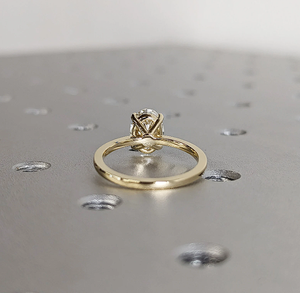 High Polish Gold Vintage Oval Cut Lab-Created Diamond <b>Statement</b> <b>Ring</b> with IGI Certification Women's Engagement Jewelry - Product Image 4