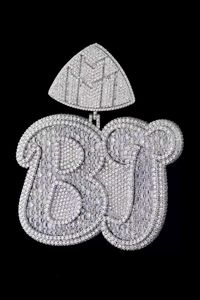 925 Sterling <b>Silver</b> Custom <b>Initial</b> Letter <b>Pendant</b> VVS Moissanite Diamond Name <b>Pendant</b> Iced Out Hip Hop <b>Pendant</b> - Product Image 3