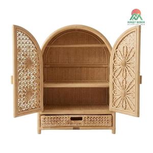 Gabinete de ratán Nhat Minh con diseño arqueado con motivos florales para niños, unidad de almacenamiento ecológica - Product Image 2