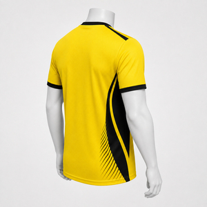 Maillot de tennis sublimé pour homme, col rond, manches courtes, coloris jaune et noir, séchage rapide, le plus vendu, OEM - Product Image 2