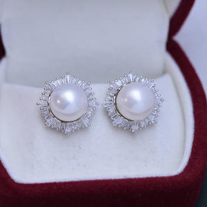 12-13mm Flawless Scarce S925 Pure <b>Silver</b> Super <b>Stud</b> Earrings Pearlescent Natural Pearl Comparable Australian White Fashionable - Product Image 4