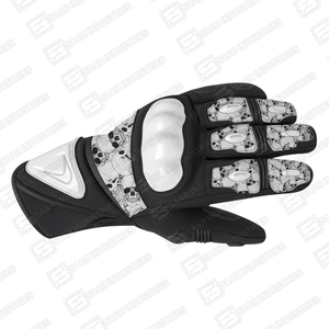 Gants de moto en cuir de qualité supérieure, design crâne par sublimation, grip antidérapant, manchette longue, protection en fibre de carbone, sport - Product Image 4