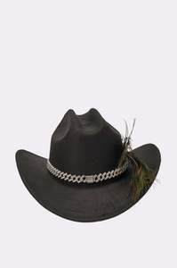 Sombrero de Vaquero Negro con Decoración de Cadena Bordada en 3D, Unisex, para Adultos, Estilo Casual, de 6 Paneles, de Fieltro, Ajustable, para las Cuatro Estaciones - Product Image 3