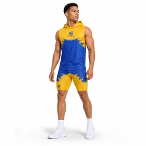 Vêtements de sport d'équipe en gros : Maillots sans manches à capuche et shorts de compression à séchage rapide pour uniformes de football américain 7v7 personnalisés par sublimation - Product Image 3