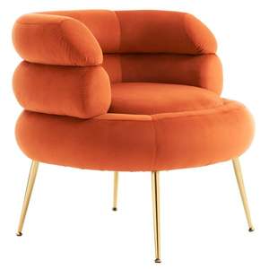 Fauteuil d'intérieur en velours orange avec pédales Chaises de salon - Product Image 4