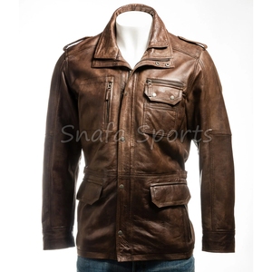 Men's <b>Long</b> <b>Leather</b> <b>Jacket</b> with Solid b Design Autumn Winter Cold Snowy Days Stand Collar With Pockets <b>Leather</b> <b>Jacket</b> - Product Image 6