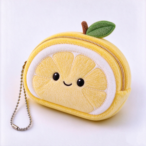 Porte-monnaie en peluche citron personnalisé, pochette en peluche fruit, sac en peluche, porte-clés en peluche, peluche agrumes, décoration murale fruit jaune - Product Image 5