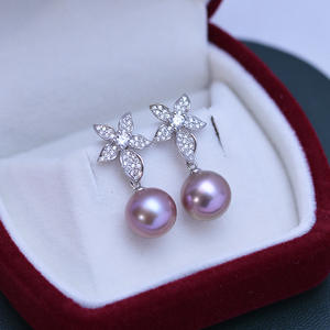 Pendientes Colgantes de Plata de Ley S925 con Perlas de Agua Dulce de 9-10 mm, Versátiles, de Zhuji, con Luz Intensa y Pequeñas Imperfecciones, Venta al por Mayor, Suministro Transfronterizo en Vivo - Product Image 5