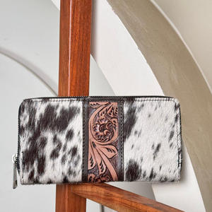 Vente en gros de portefeuille en cuir usiné à la main de marque à la mode Pochette de fermeture à glissière de haute qualité Portefeuille de créateur en cuir de vachette véritable - Product Image 5