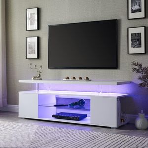 Mobile TV Grande con Ripiani Laterali per TV LED da 65 Pollici, Centro di Intrattenimento per Gaming, Consolle Portaoggetti Multimediale per Soggiorno - Product Image 4