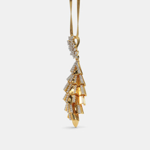 สร้อยคอจี้เพชรทรงบาแกตต์ลายดอกไม้เคลือบทองคำเหลือง - Product Image 6