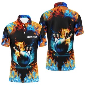 Premium Quality Men's Knitted Sporty <b>Bowling</b> for Shirts with Custom Ball Pins & Logo Printing Breathable Fabric for Bowlers - Product Image 6