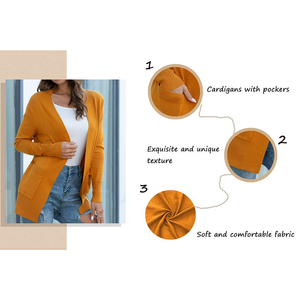 Best Quality Women's Cardigan Sweater With Pockets Pink Color Casual Rib Knit Open Front Ladies Cardigan Sweater - Product Image 6