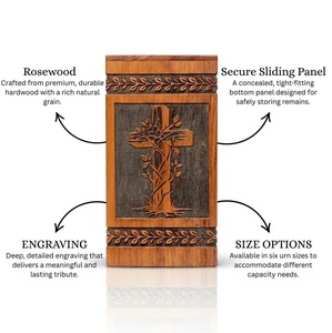 Wooden Urn <b>for</b> Human Ashes – Christian Cross Cremation Urn, Handcrafted Rosewood <b>Memorial</b> Ocean Heart Resin Wooden Cremation Urn - Product Image 3