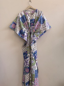 Vestido kaftán largo de algodón suave y transpirable para mujer - Product Image 4