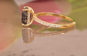 <b>Silver</b> Vintage Black <b>Emerald</b> Cut Rutile Quartz <b>Ring</b> <b>Silver</b> 925 Sterling <b>Silver</b> Solitaire Solitaire <b>Ring</b> Vintage <b>Ring</b> For Her - Product Image 1