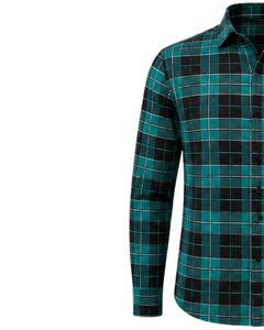 Chemise en flanelle décontractée pour homme, coupe ajustée, manches longues, boutonnée, en coton à carreaux, couleur bleu sarcelle et noir, personnalisée par le fabricant, style mode - Product Image 4