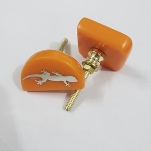 Bold & Stylish Orange Resin Cabinet <b>Knobs</b> with Reflective Metallic Inlay Unique Statement Hardware for a Modern Home Makeover - Product Image 5