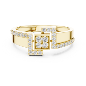 Yellow <b>Gold</b> Plated Geometric Cluster Diamond <b>Ring</b> for Women Elegant Statement <b>Cocktail</b> <b>Ring</b> Sparkling Luxury Jewelry Gift - Product Image 3
