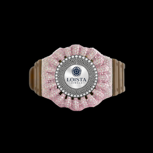 Customized Luxury Hip Hop Style Analog Display Watch Two Tone Iced Moissanite Diamond <b>Red</b> Rubber <b>Belt</b> watch Available for price - Product Image 3