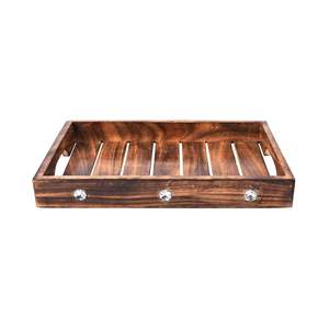 Plateau de service élégant en bois brun, fait main, pour fruits, idéal pour la table à manger, la maison et les restaurants. Disponible pour les foyers. - Product Image 5