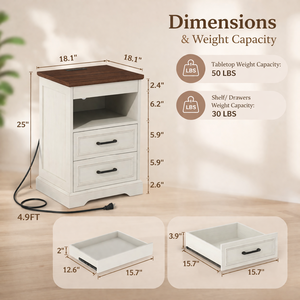 Modern Nightstand with Hidden Lockable Drawer Wireless Charging <b>Bedside</b> Table Secret <b>Storage</b> Cabinet for Bedroom LED Smart Homes - Product Image 2