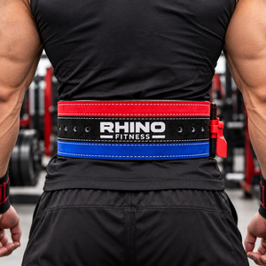 Ceinture de musculation réglable RHINO FITNESS à boucle à dégagement rapide, support lombaire robuste en néoprène, rouge, noir, bleu - Product Image 3