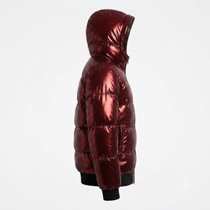 Blouson matelassé à capuche pour homme, bordeaux métallisé, entièrement zippé, rembourré en duvet, coupe-vent, vêtement d'extérieur décontracté pour l'hiver - Product Image 6