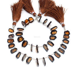 Perles de pierres précieuses de tourmaline bio faites à la main 6 pouces en forme de tranche lisse 10x14 MM brin de tourmaline bio pour bracelet de bijoux de qualité supérieure - Product Image 1