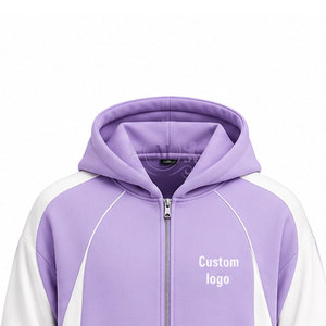 Conjunto Deportivo Personalizado con Logotipo, Color Morado y Blanco, Sudadera con Capucha y Cierre Completo, Pantalones de 450 g/m² - Product Image 2
