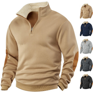 Sudadera OEM con Cierre de Cremallera, Felpa de Algodón, Cuello Redondo, Media Cremallera, Color Sólido, Estilo Urbano, Logotipo Personalizado, Sudadera para Hombre - Product Image 2