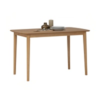 Mesa de Comedor Tradicional Sólida con Cubierta de Chapa de Fresno Natural, Mueble Rectangular para Comedor, 4 Plazas, para Casa de Campo, Apartamento u Hogar