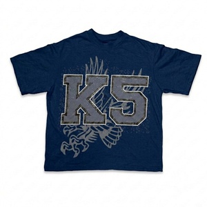เสื้อยืดโอเวอร์ไซส์ผ้าคอตตอนหนาน้ำหนัก 240 กรัม พิมพ์ลายฮิปฮอปสตรีทแฟชั่นสำหรับผู้ชาย คุณภาพสูง ผ้าถักลายเรียบแบบวอช - Product Image 1
