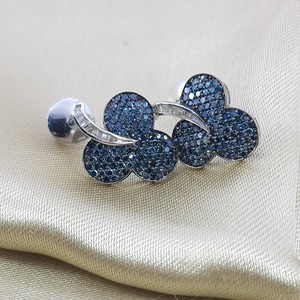 1.65 Cttw White Baguette & Color Enhanced Round Blue Natural Diamond Stud <b>Earrings</b> for Women in 925 Sterling <b>Silver</b>, Push <b>Back</b> - Product Image 1