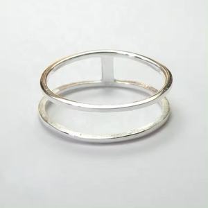 925 Pure Silver Band <b>Ring</b> Jewelry Engagement Bands <b>Rings</b> Sterling Silver Twin Band 18k Gold Plated <b>Ring</b> Wholesale - Product Image 1