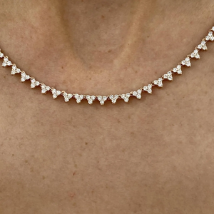 Collar de cadena cubana de moissanita premium unisex con estaciones triangulares en oro rosa, gargantilla, regalo de boda, joyería - Product Image 2