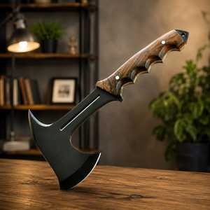 Cuchillo para Pizza de Acero al Carbono Forjado a Mano, Mango de Madera de Palisandro, 9 Cuchillas, Grado Industrial, Herramienta para Bushcraft, Camping y Supervivencia al Aire Libre - Product Image 3