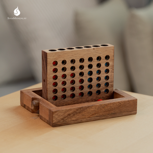 Appartements Penthouse : Jeu de société éducatif STEM en bois Connect Four pour enfants, jeu portable en bois amusant - Product Image 1